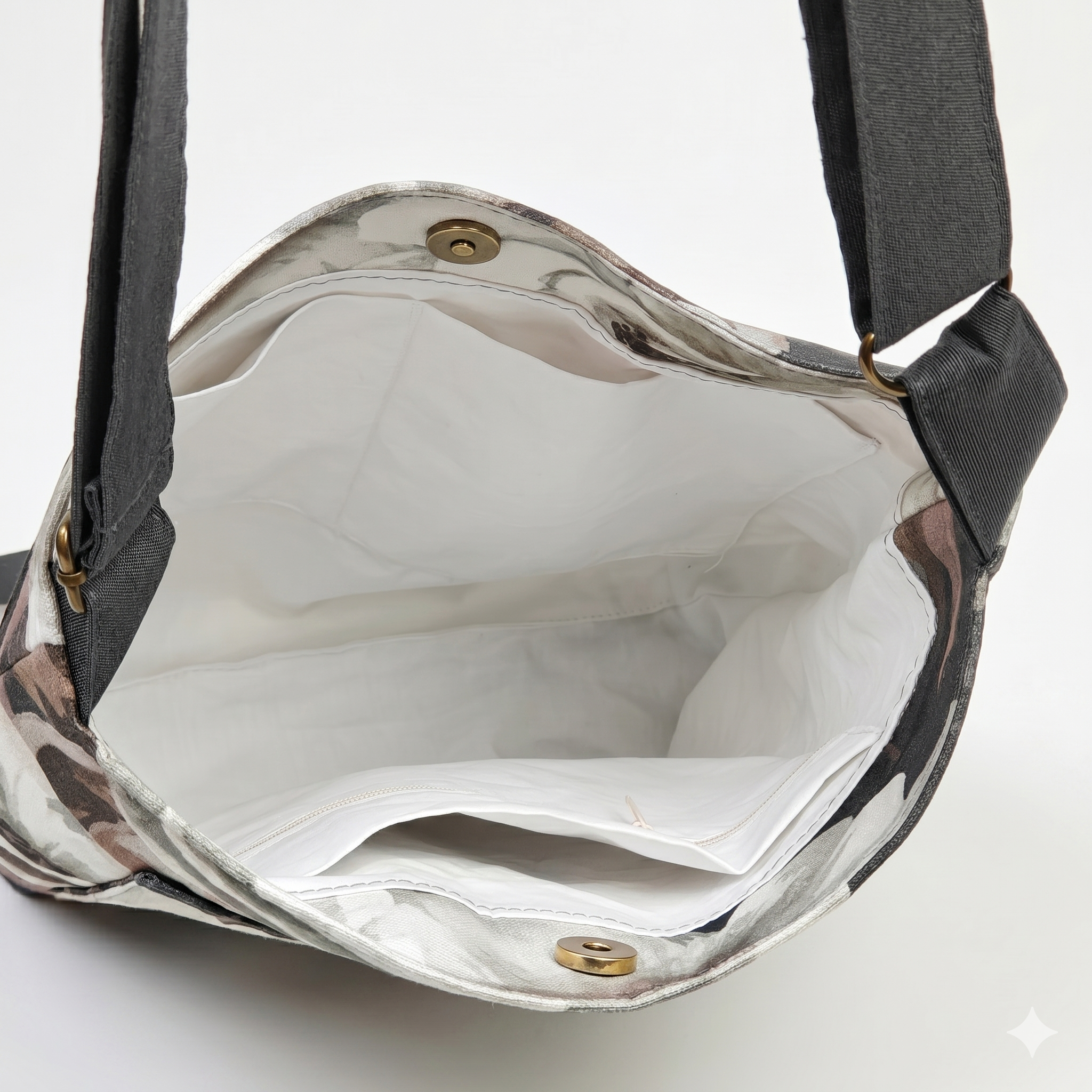 Bolso Bandolera Colección BlomAsh - Tote de Tela Floral Gris - Imagen 8